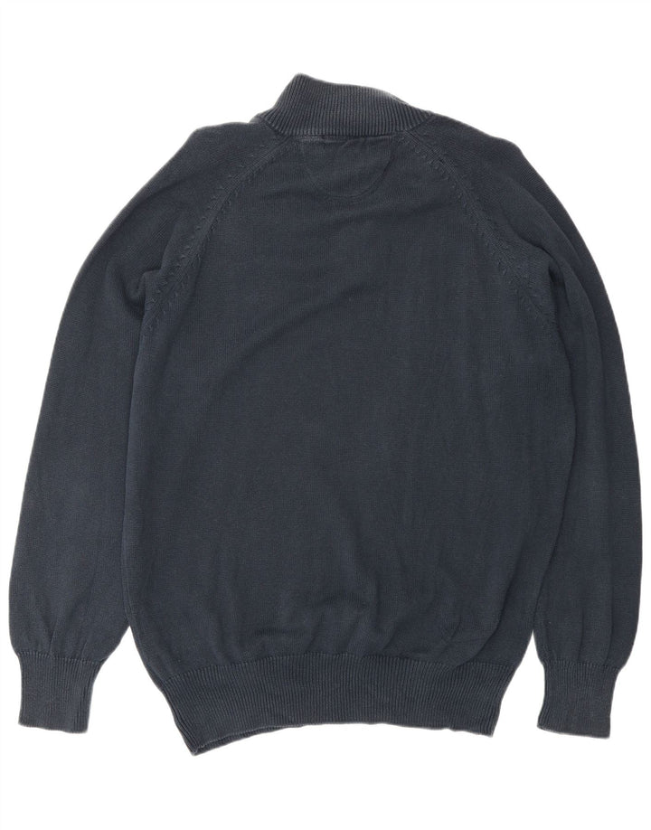 Suéter masculino Slam com zíper e gola XL em algodão azul marinho