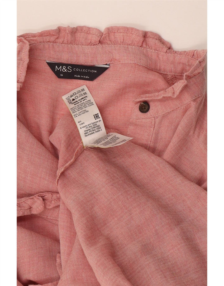 Camisa pulôver feminina Marks & Spencer com babados na frente Reino Unido 16 grande rosa