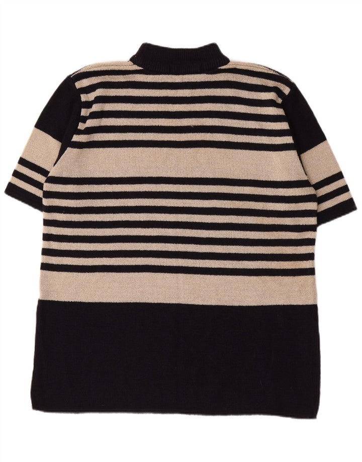 ST. Suéter feminino BERNARD com gola tartaruga Reino Unido 14/16 listrado preto grande