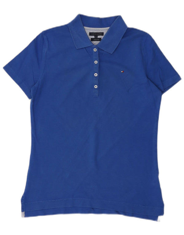 Camisa polo feminina TOMMY HILFIGER Classic Fit Reino Unido 10 algodão azul pequeno