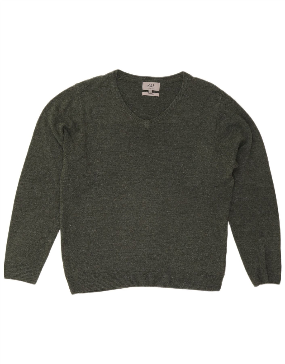 Suéter masculino Marks & Spencer com decote em V grande verde