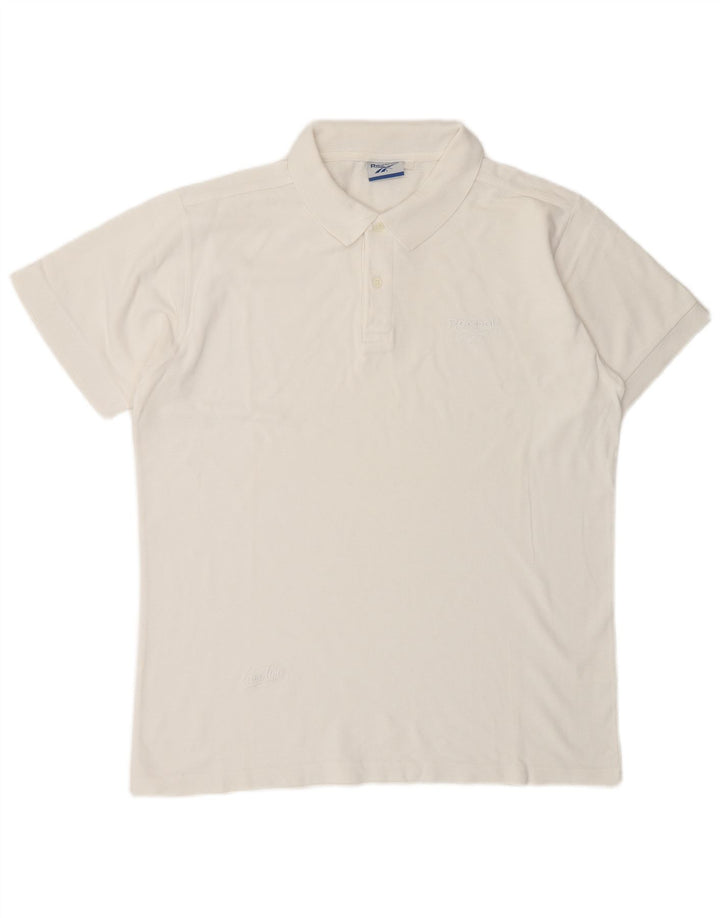 Camisa polo masculina REEBOK de algodão branco médio