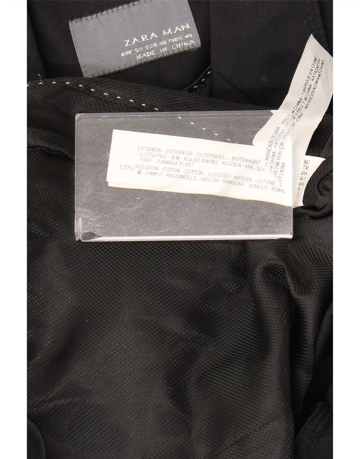 Jaqueta blazer masculina Zara com 2 botões EU 50 algodão preto médio