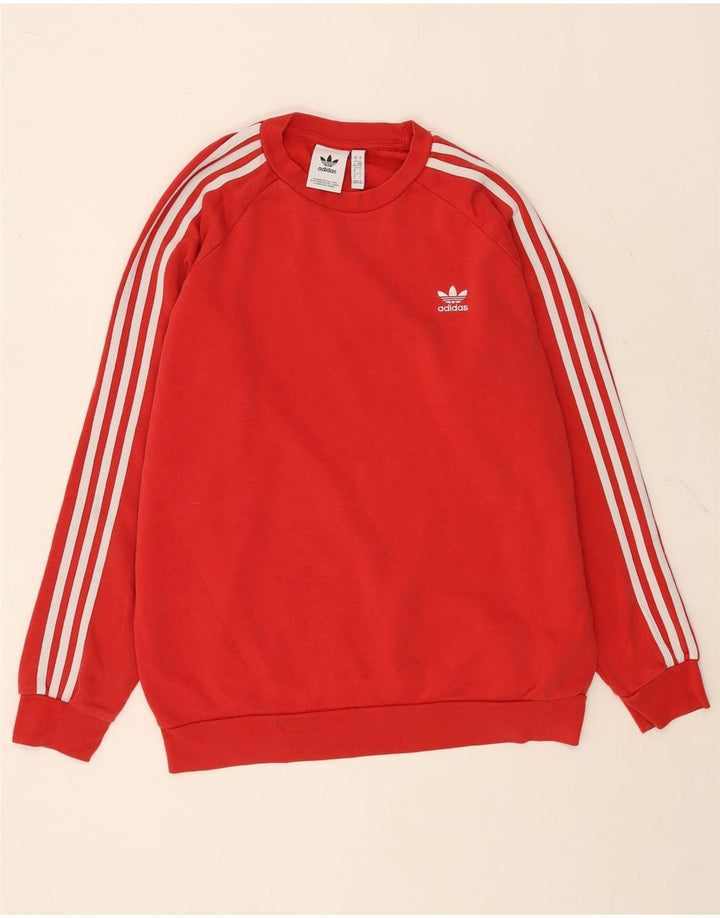 Adidas Mens Moletom Jumper Grande Algodão Vermelho
