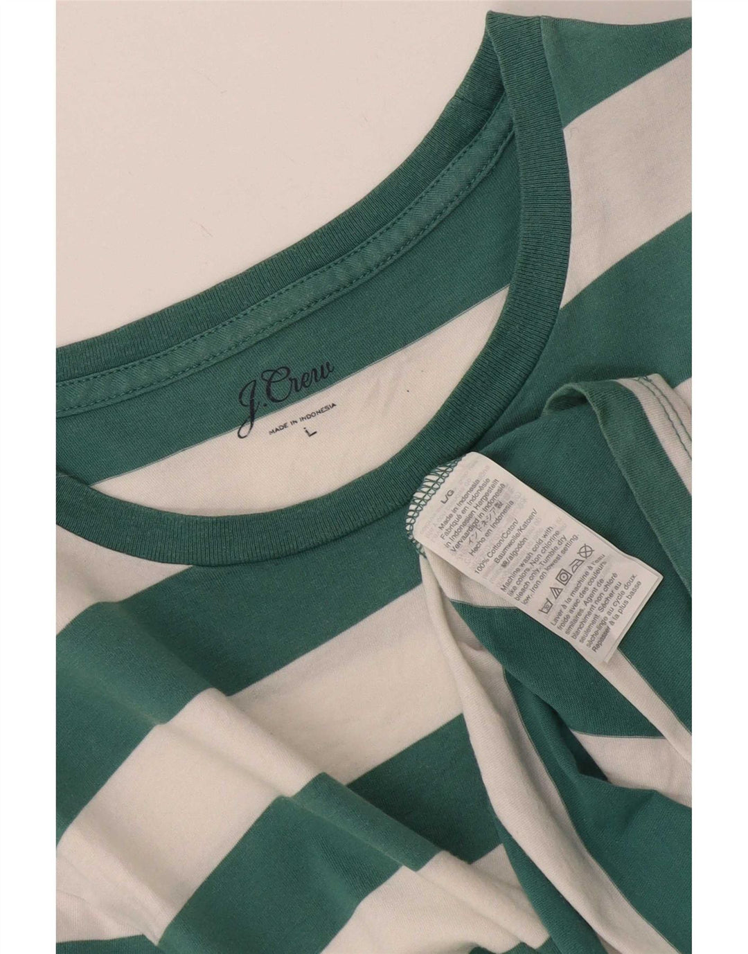 Camiseta masculina J. Crew Top grande de algodão listrado verde