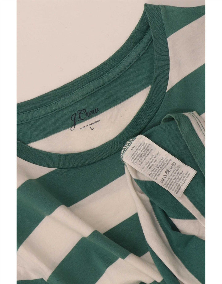 Camiseta masculina J. Crew Top grande de algodão listrado verde
