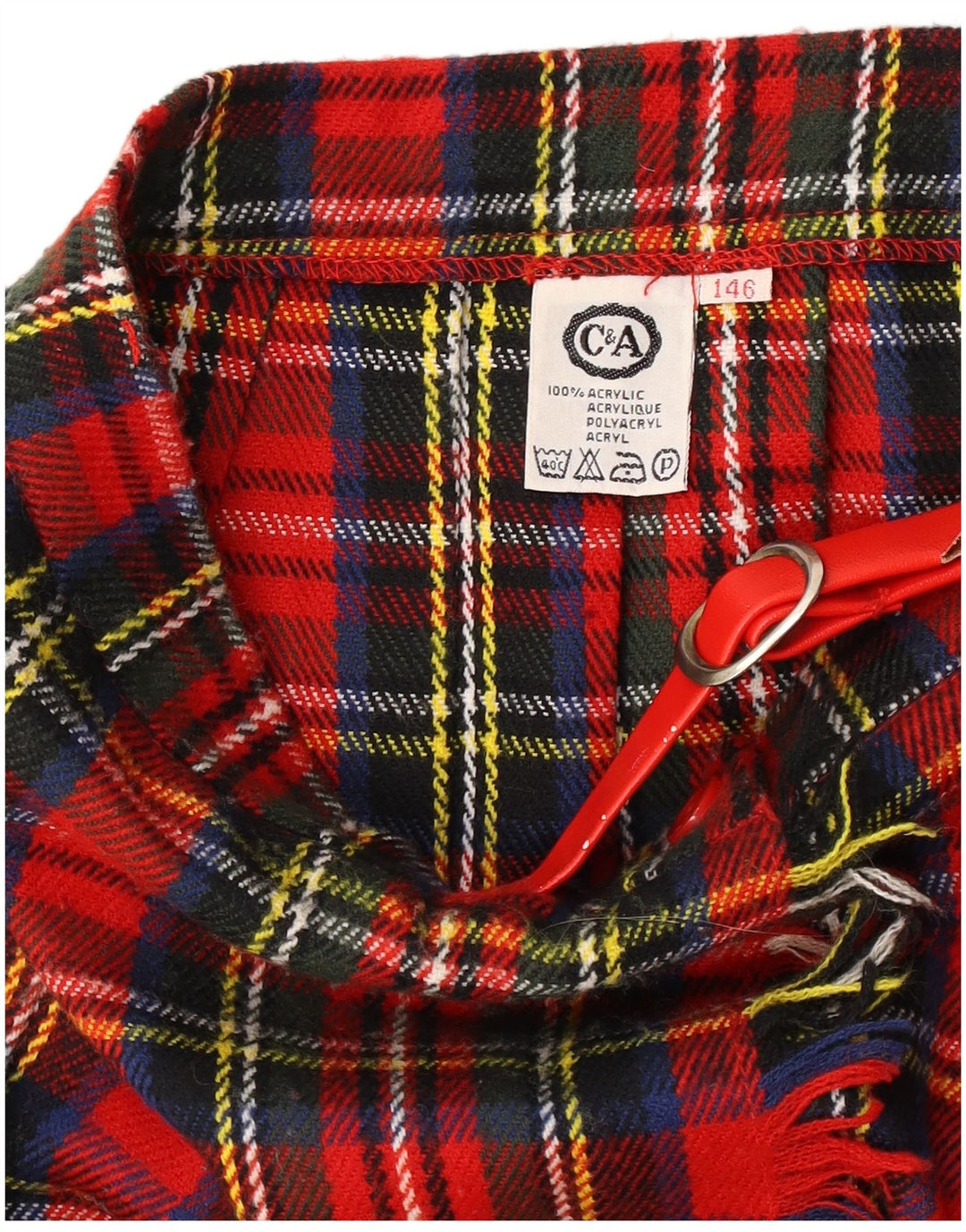 Saia feminina C&A W24 XS xadrez vermelha acrílica