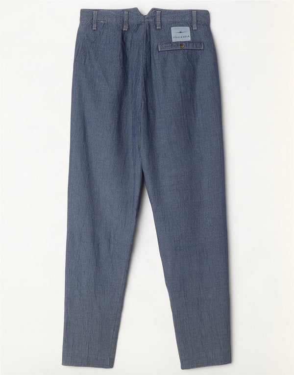 Calça Chino Cônica Feminina Vintage de Cintura Alta W28 L28 Azul