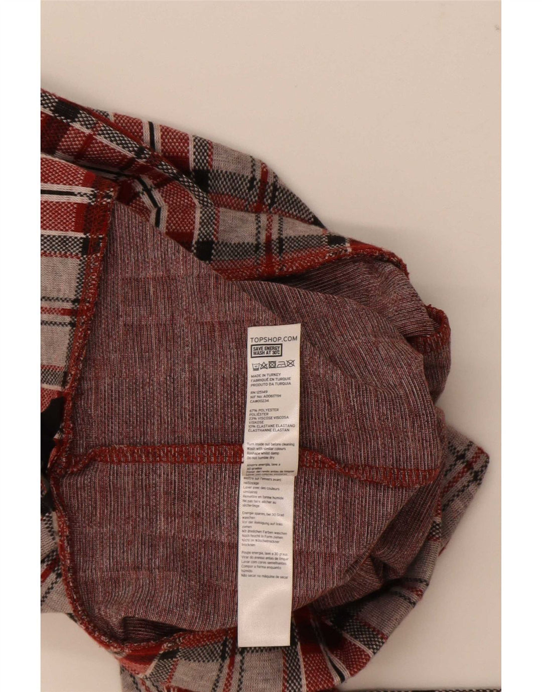 Leggings gráficas femininas Topshop Reino Unido 8 poliéster xadrez vermelho pequeno
