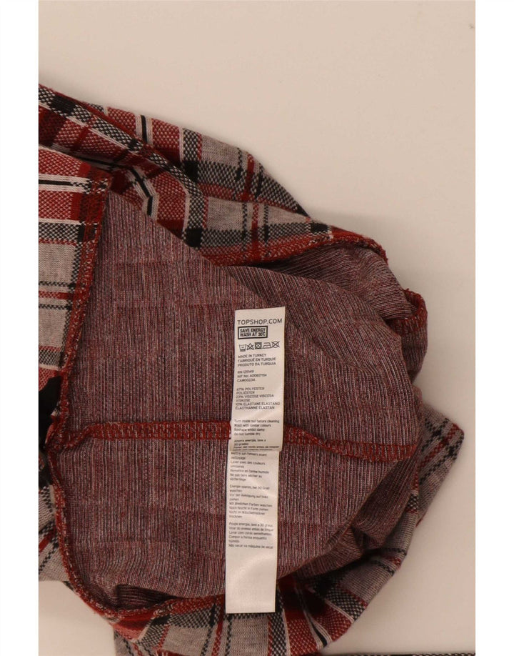 Leggings gráficas femininas Topshop Reino Unido 8 poliéster xadrez vermelho pequeno