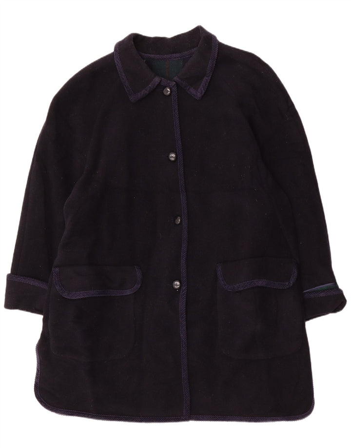 Sobretudo feminino vintage UK 20 2XL lã azul marinho