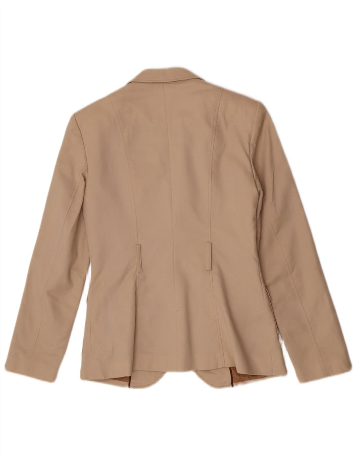 Jaqueta blazer feminina Zara com 2 botões Reino Unido 14 algodão bege médio