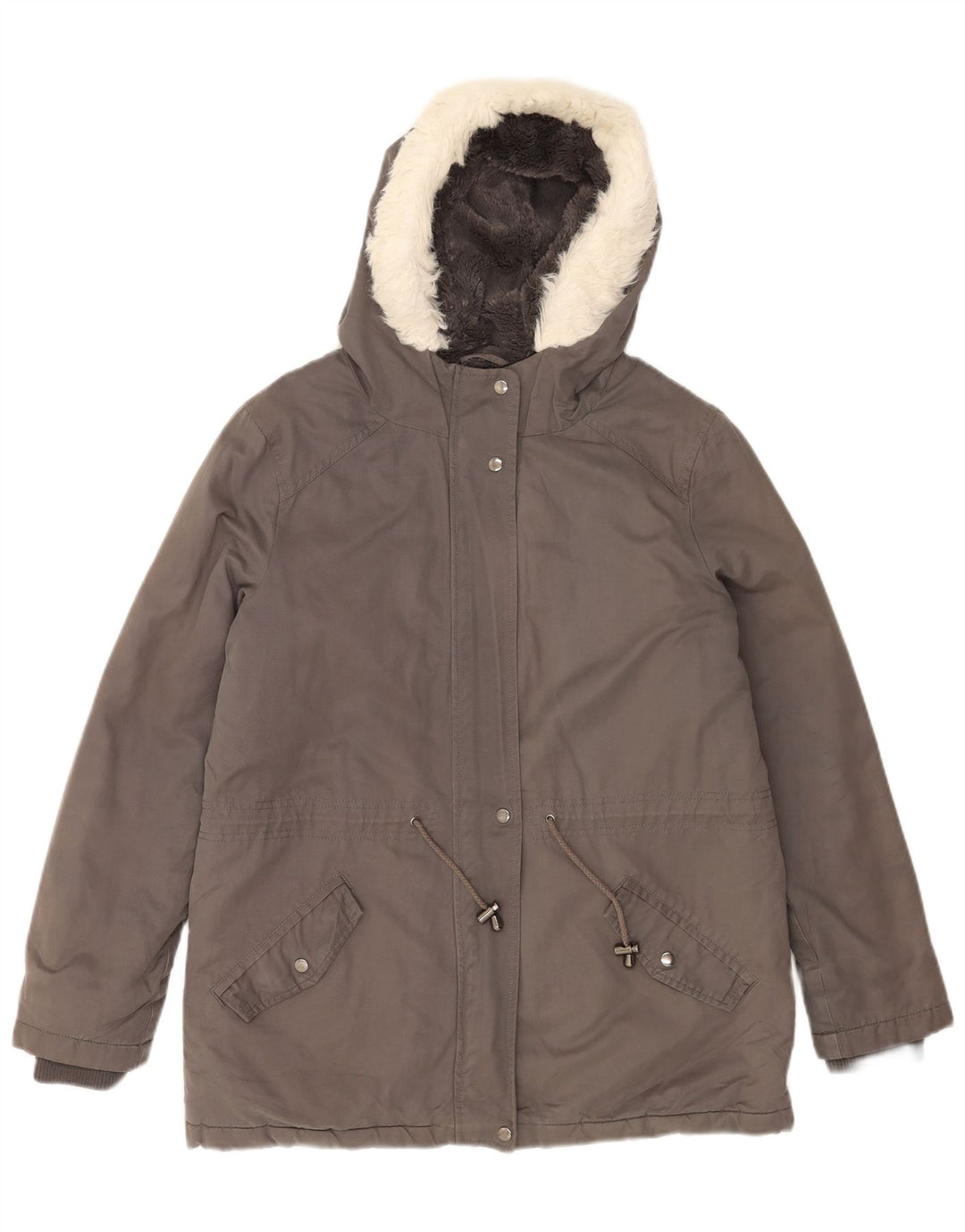 Jaqueta Parka Feminina Oasis com Capuz UK 14 Poliéster Cinza Médio