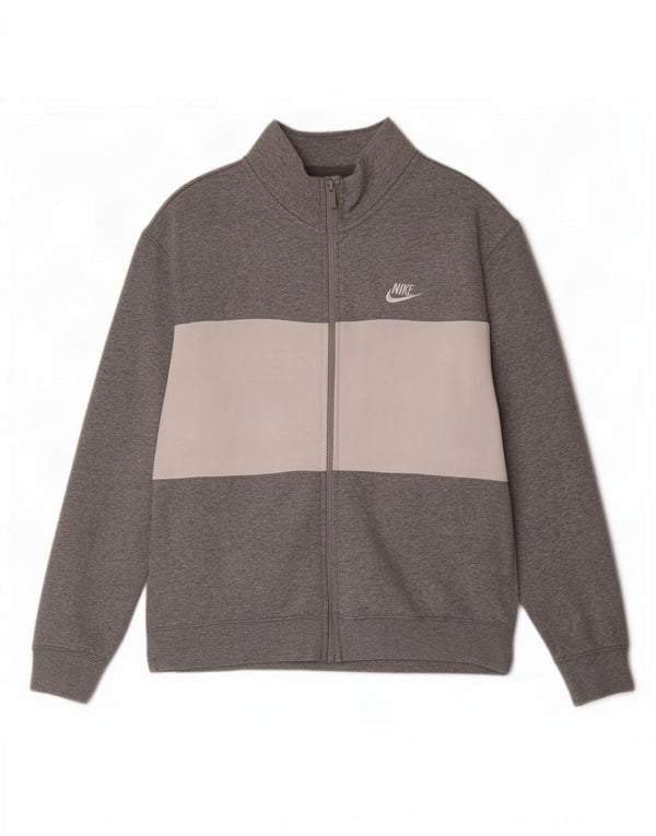 Nike Mens Tracksuit Top Jacket Médio Cinza Colorblock Algodão