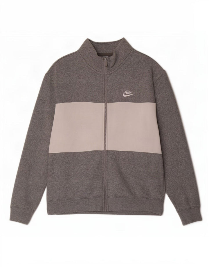 Nike Mens Tracksuit Top Jacket Médio Cinza Colorblock Algodão