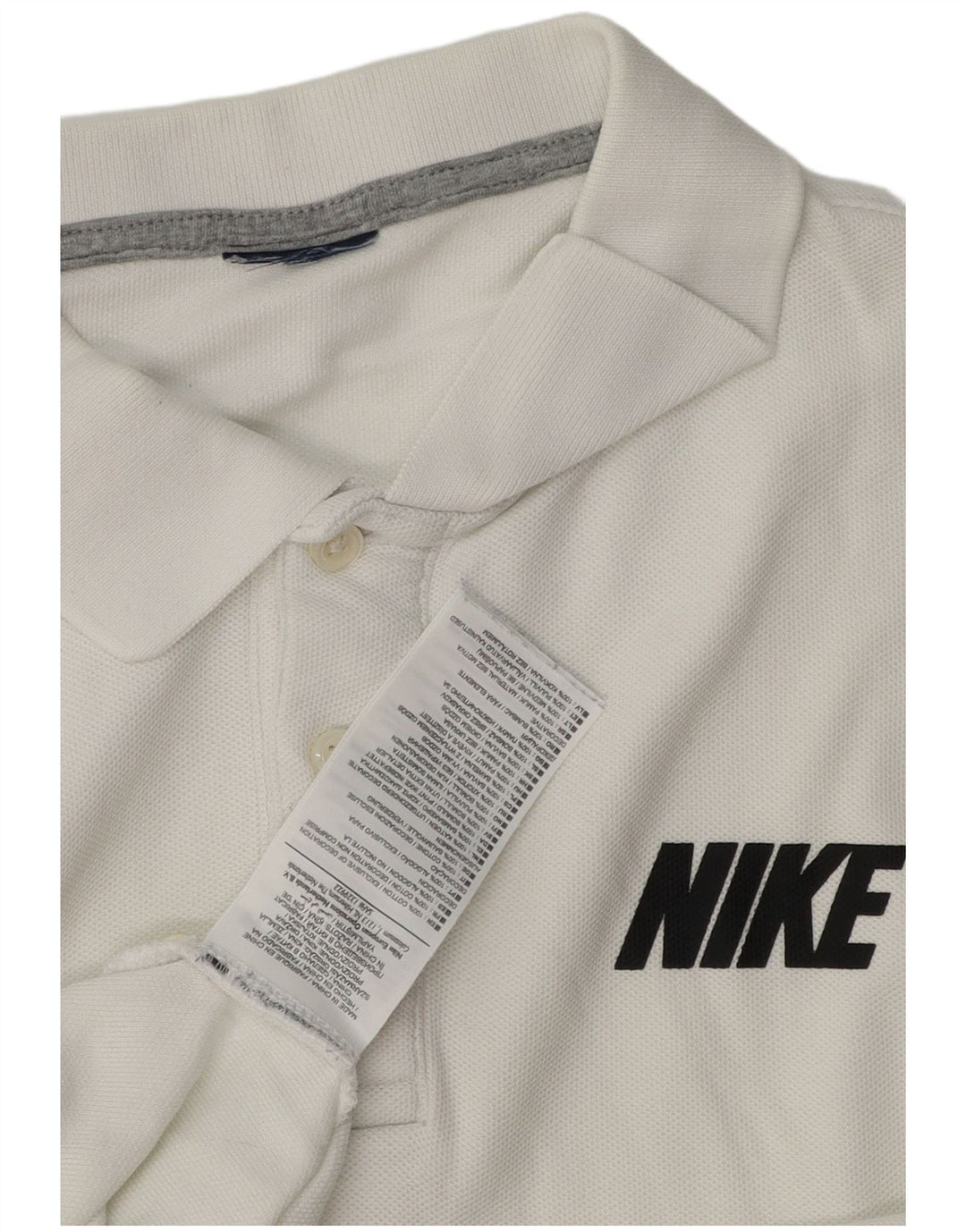 Camisa polo gráfica masculina NIKE de algodão branco médio