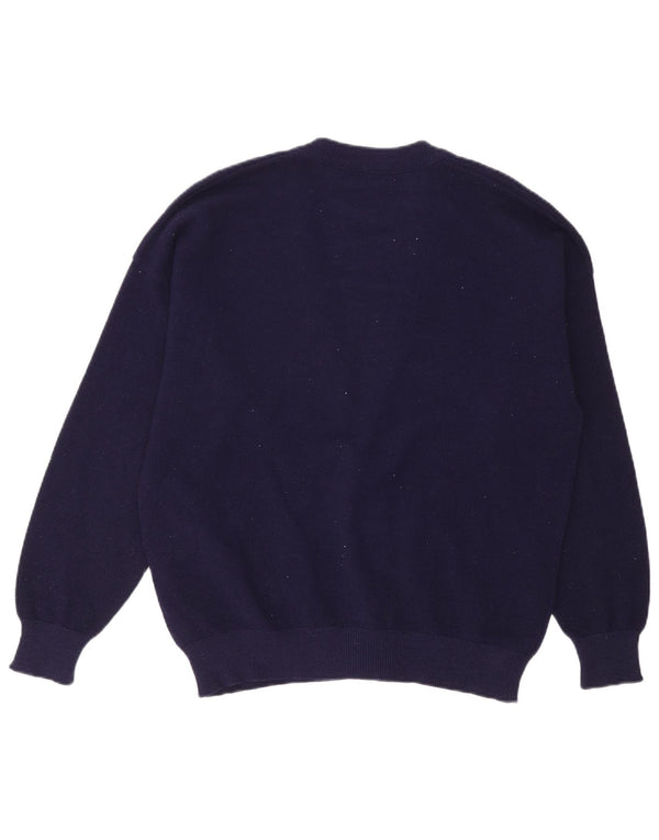 Suéter cardigã masculino Lacoste tamanho 6 XL lã azul marinho