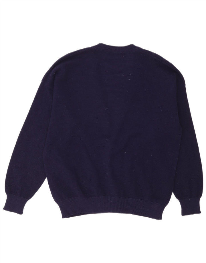 Suéter cardigã masculino Lacoste tamanho 6 XL lã azul marinho
