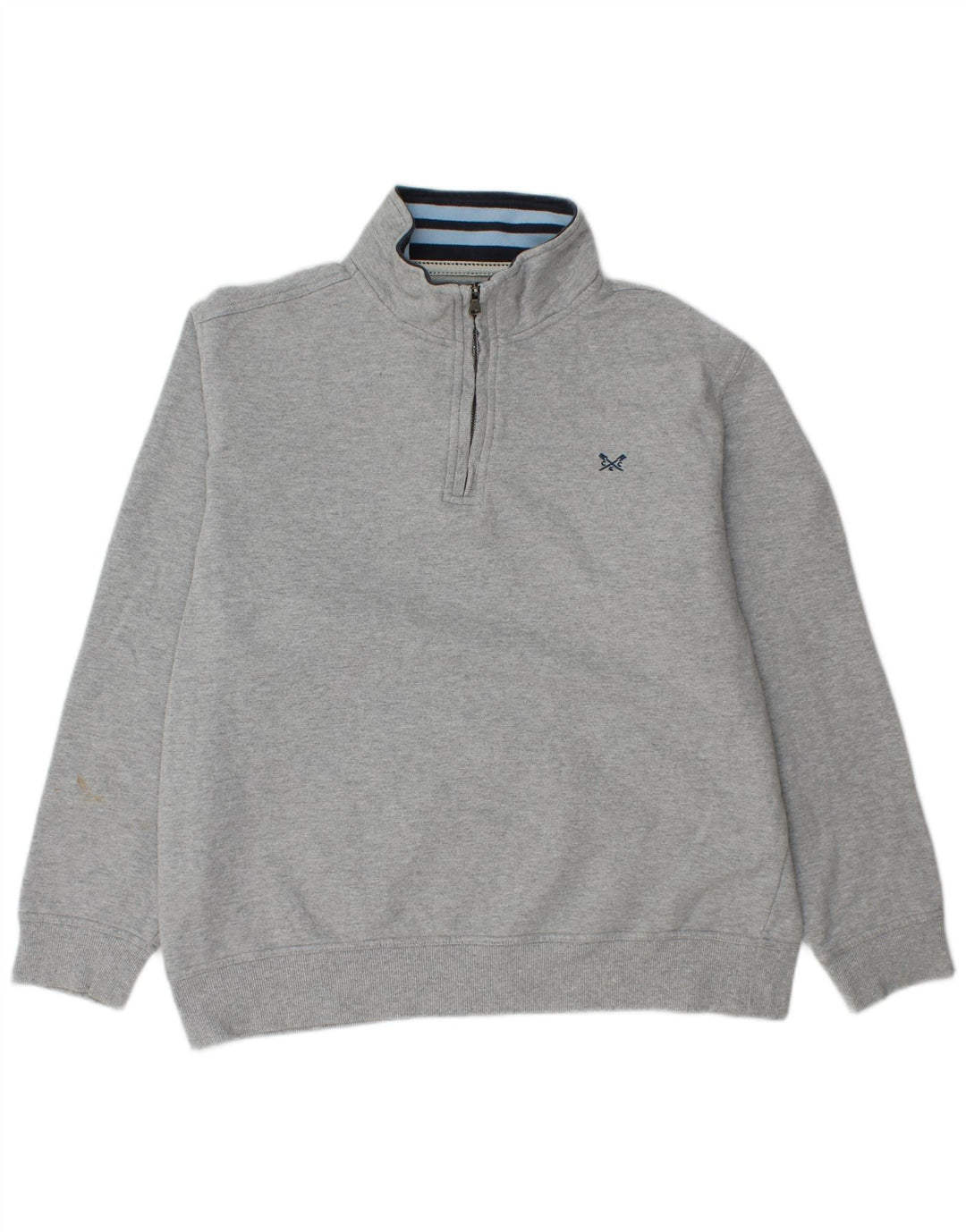 CREW CLOTHING Suéter feminino com gola e zíper UK 20 2XL algodão cinza