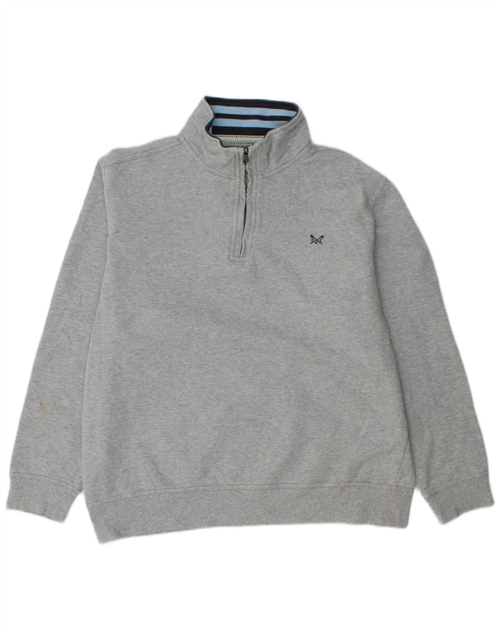 CREW CLOTHING Suéter feminino com gola e zíper UK 20 2XL algodão cinza