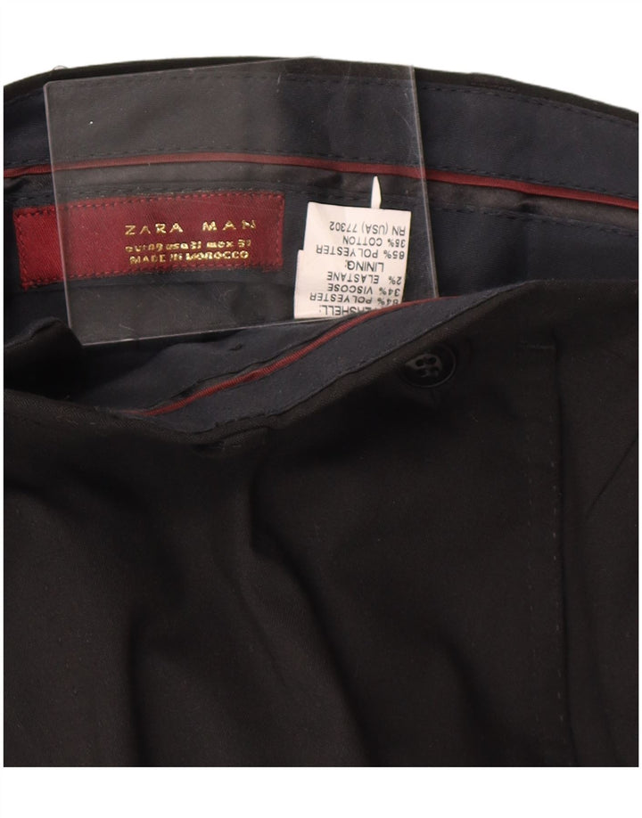Calça masculina reta ZARA EU 40 médio W31 L32 poliéster preto