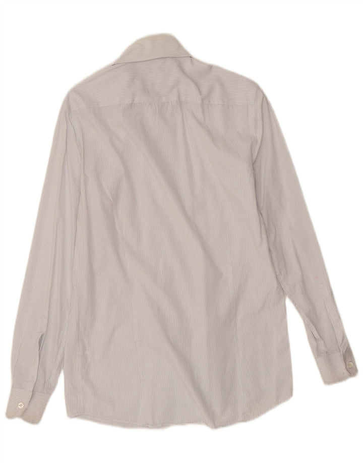 Camisa masculina Reiss Regular Fit pequena listrada branca de algodão