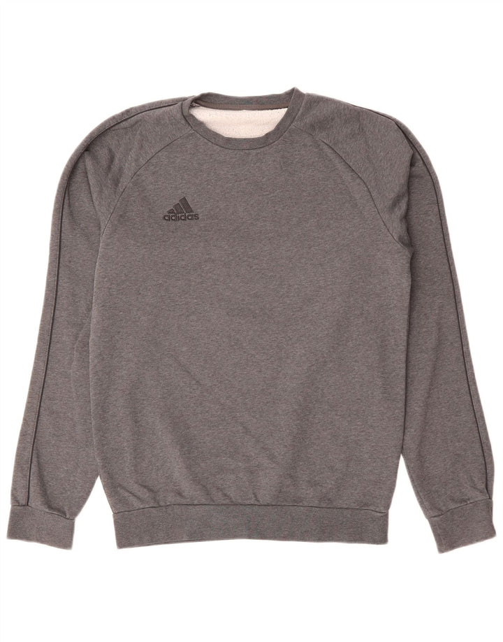Adidas Mens Moletom Jumper Pequeno Algodão Cinza