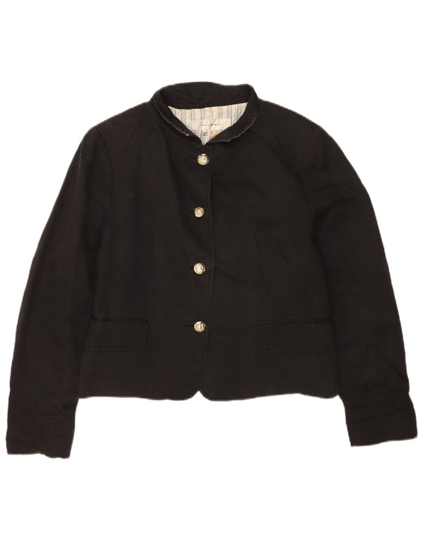 Zara Womens Crop Bomber Jacket UK 18 XL algodão preto