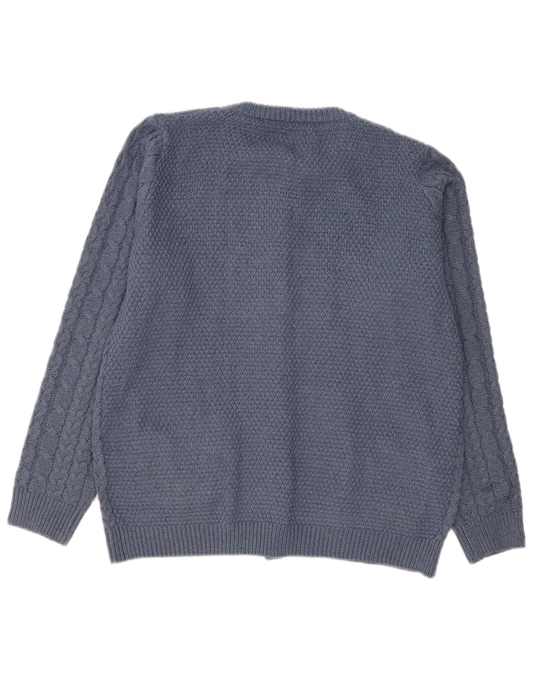 Camisola de cardigã de ajuste solto feminino vintage Reino Unido 14 poliéster azul médio