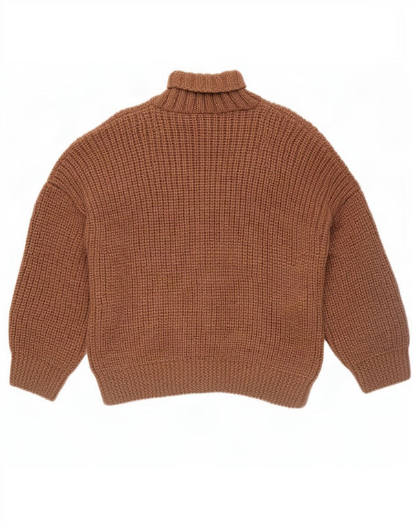 Suéter feminino vintage com gola xale UK 14 grande marrom