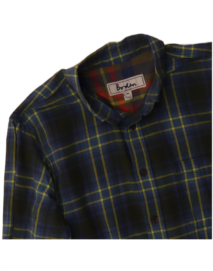 Camisa masculina de flanela BODEN de algodão xadrez verde médio