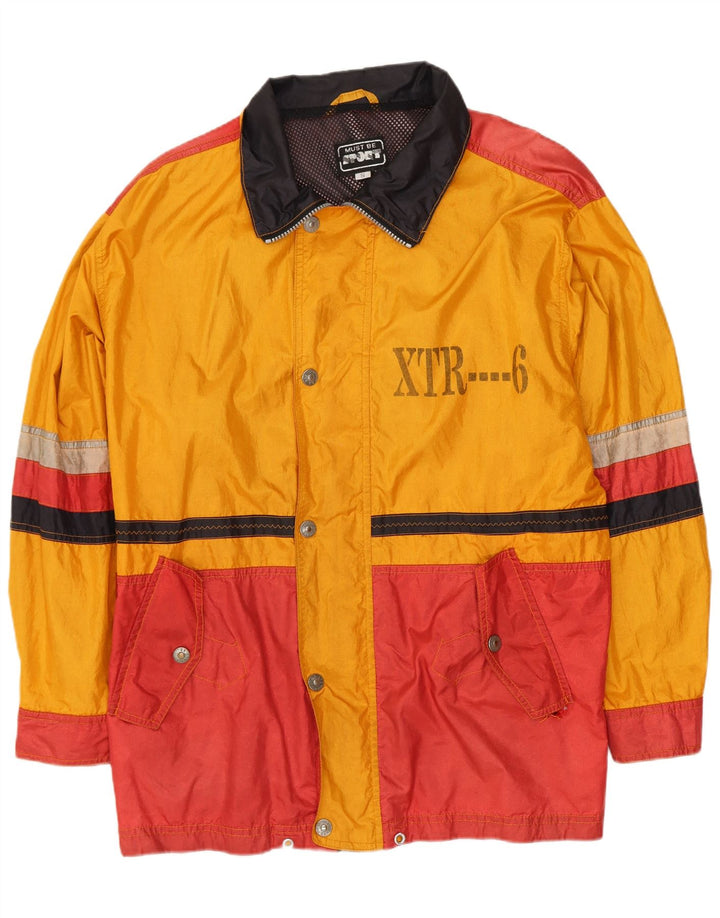 Capa de chuva masculina vintage gráfica UK 36 poliamida colorblock amarelo pequeno
