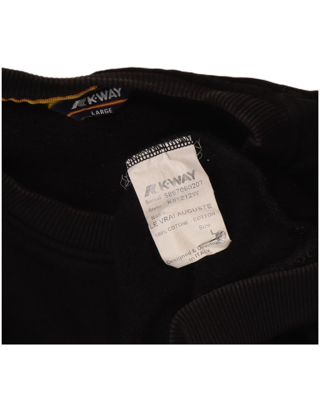 K-Way moletom masculino jumper grande algodão preto