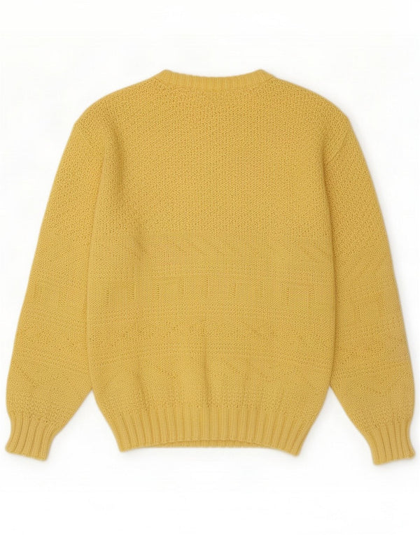 Suéter feminino vintage com gola canoa Reino Unido 14 amarelo médio