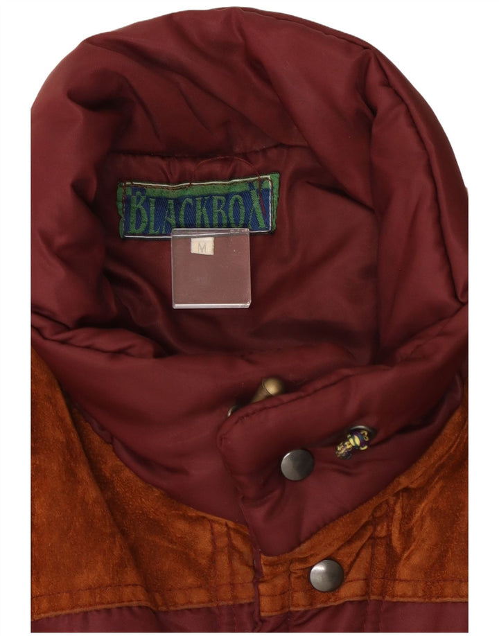 Colete acolchoado masculino vintage UK 38 bloco colorido marrom médio