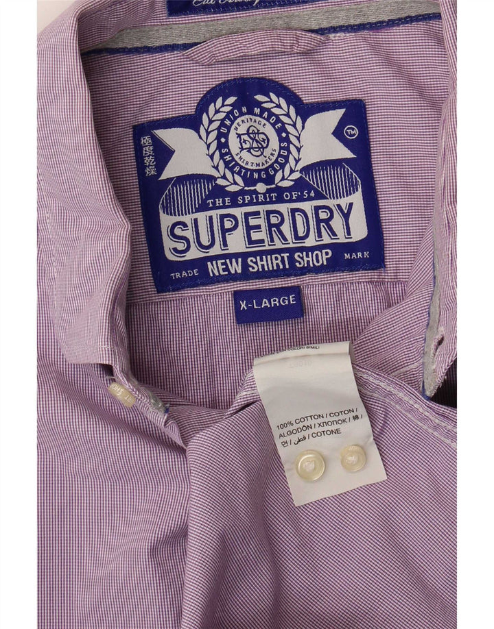 Camisa masculina Superdry XL roxo algodão guingão