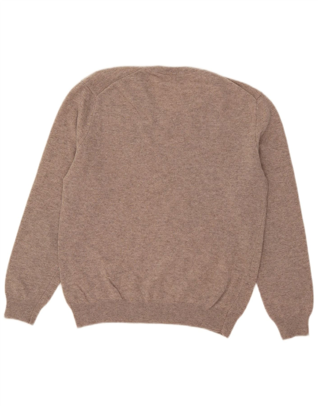 Suéter masculino Benetton com decote em V, pequeno, bege, lã