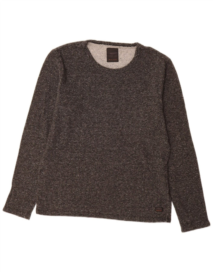 Top masculino vintage de manga comprida grande algodão cinza