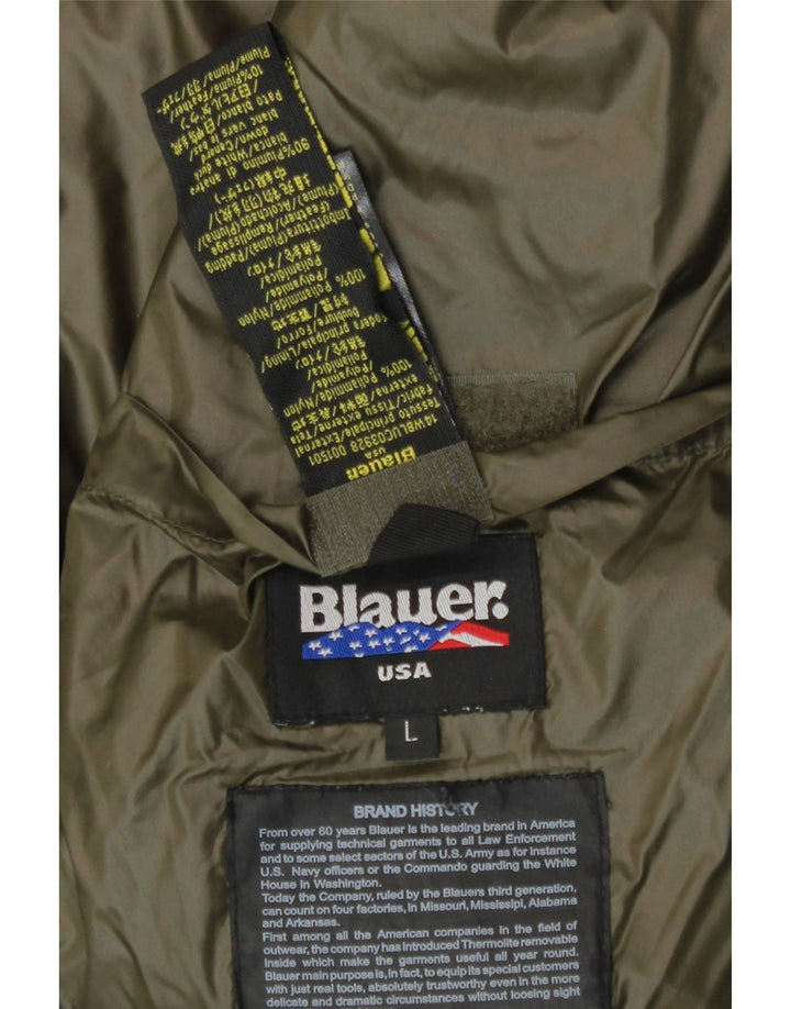 Jaqueta masculina acolchoada com capuz Blauer UK 40 grande poliamida azul marinho