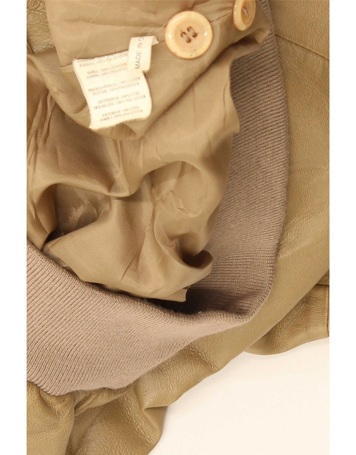 Jaqueta bomber de couro masculina vintage UK 42 XL bege