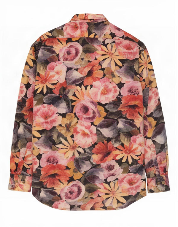 Camisa masculina de veludo Ingro Rose grande floral multicolorida