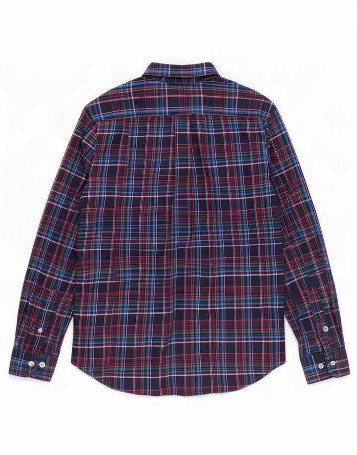 Camisa masculina Nautica de algodão xadrez médio azul marinho