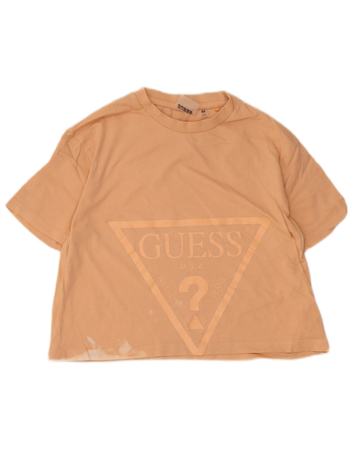 Camiseta feminina Guess Crop Graphic UK 12 Médio Laranja