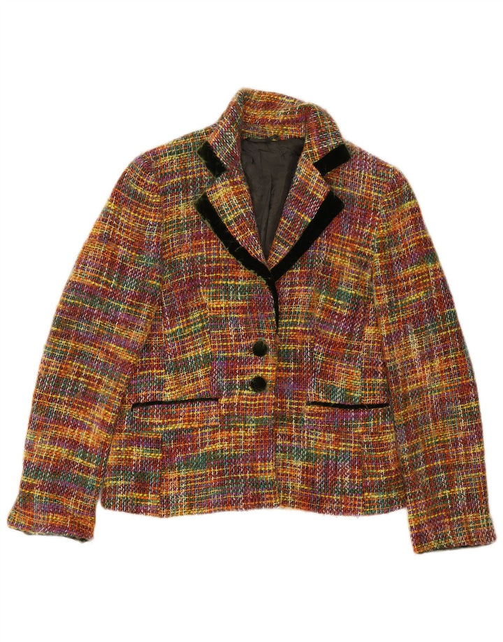 Jaqueta blazer feminina vintage com 2 botões IT 44 xadrez médio multicolorido