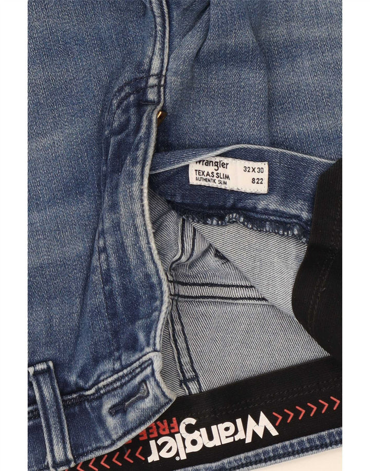 Wrangler Masculino Texas Slim Jeans W32 L30 Azul Algodão
