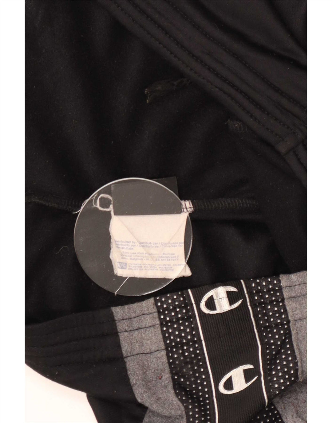 Calça esportiva masculina Champion com estampa gráfica média preta em poliéster