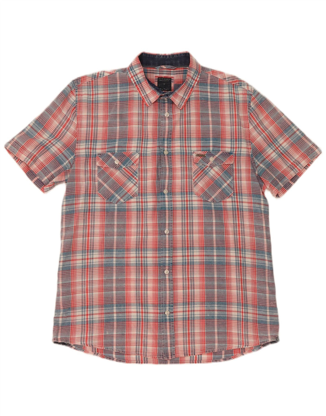 Camisa masculina de manga curta Guess XL de algodão xadrez multicolorido