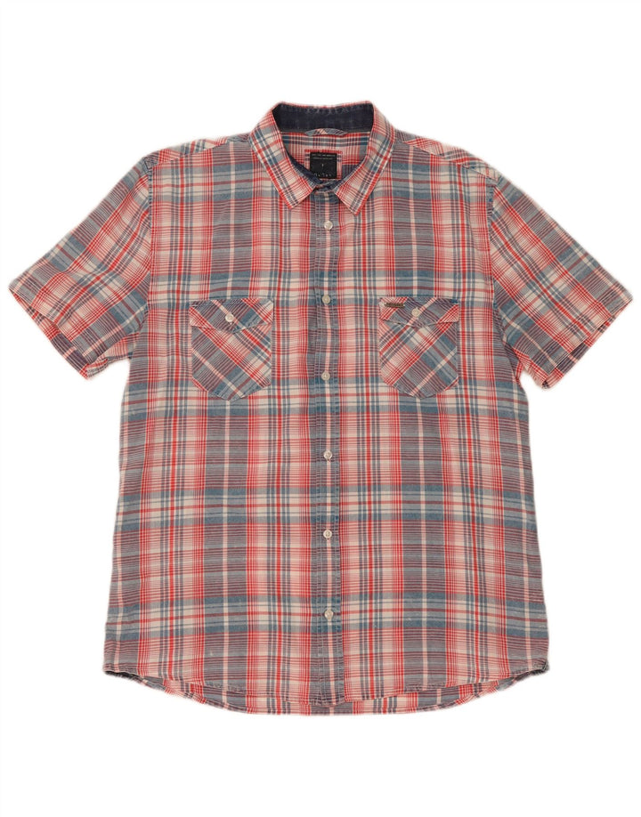 Camisa masculina de manga curta Guess XL de algodão xadrez multicolorido
