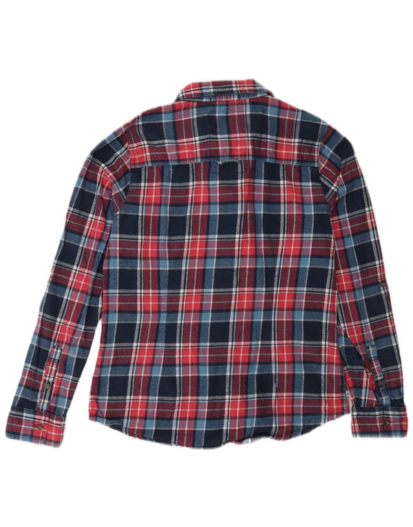 Camisa de flanela feminina Superdry UK 16 grande algodão xadrez multicolorido