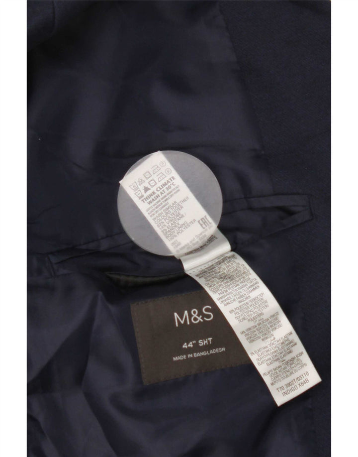 Jaqueta blazer masculina de 2 botões Marks & Spencer Reino Unido 44 XL azul marinho poliéster